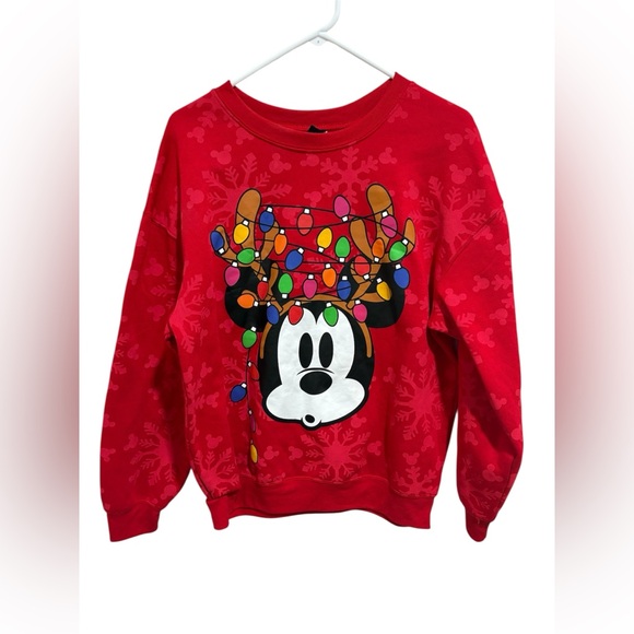 Disney Red Mickey Mouse Christmas Sweatshirt - Picture 1 of 7